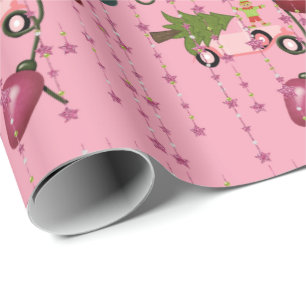 Cadeau Joyeux feu de Noël Pink Voiture papier d'enveloppe