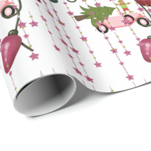 Cadeau Joyeux feu de Noël Pink Voiture papier d'enveloppe