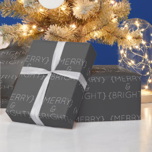 Cadeau Joyeux gris et papier d'enveloppement brillant