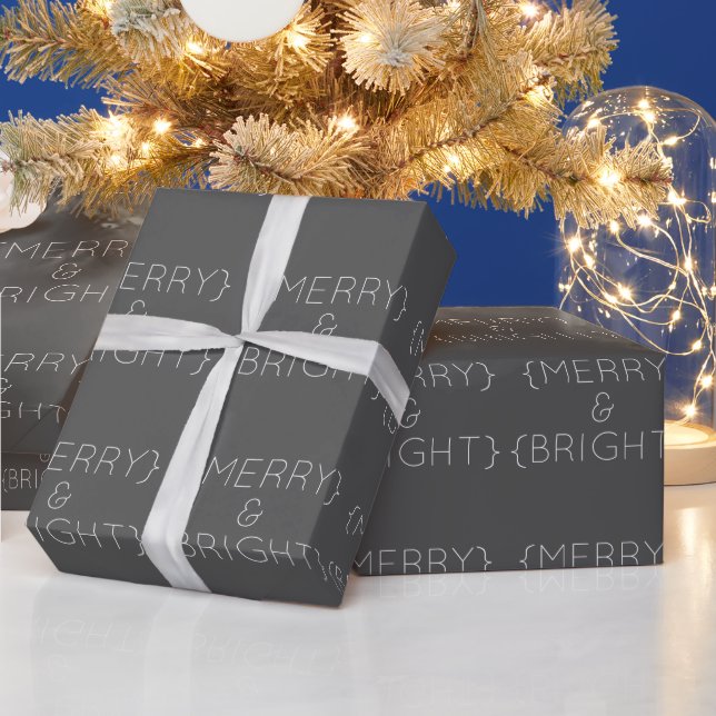 Cadeau Joyeux gris et papier d'enveloppement brillant (Vacances)