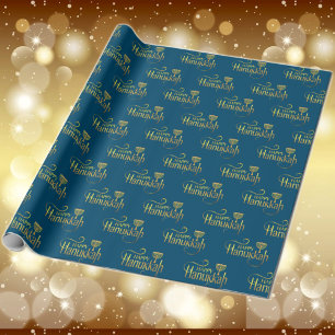 Cadeau Joyeux Hanoukka Menorah Wrapping Papier