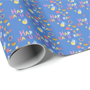 Cadeau Joyeux Hanoukka Menorah Wrapping Papier