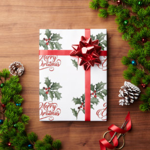 Cadeau Joyeux Noël avec Branches vertes Papier à envelopp