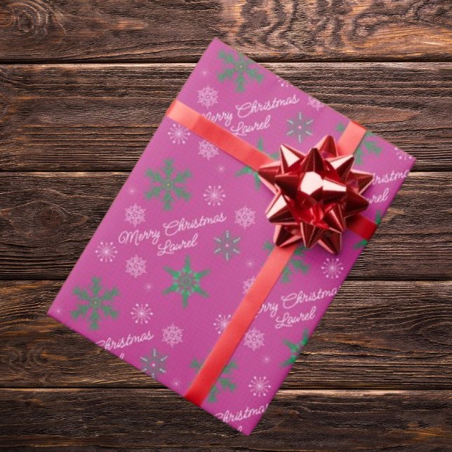 Cadeau Joyeux Noël Personnalisé Nom Papier Enveloppant (Créateur téléchargé)