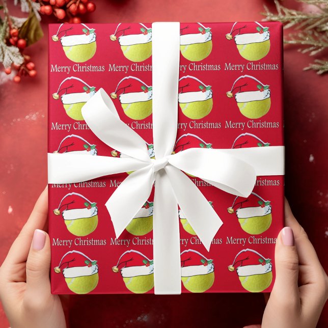 Cadeau Joyeux Noël Tennis Ball Père Noël papier enveloppa (Créateur téléchargé)