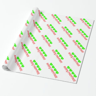 Cadeau Joyeux Noël Vert papier d'enveloppement de coeur