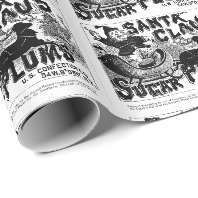 Cadeau Joyeux Noël Vintage Père Noël papier enveloppant (Coin rond)