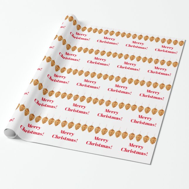 Cadeau Joyeux papier à envelopper de pinecones de Noël (Déroulé)