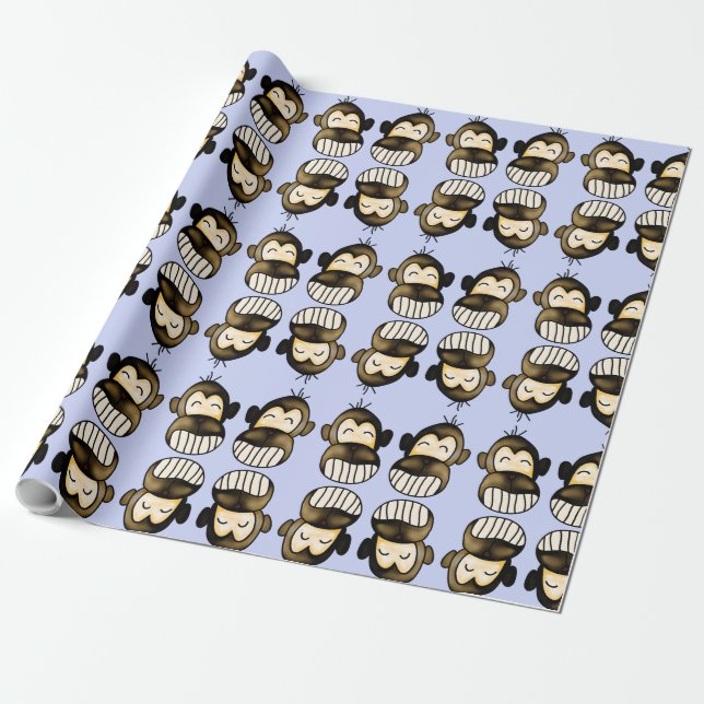 Cadeau Joyeux papier d'emballage de singe (Déroulé)