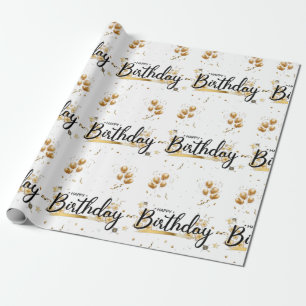 Cadeau Joyeux papier d'emballage or d'anniversaire