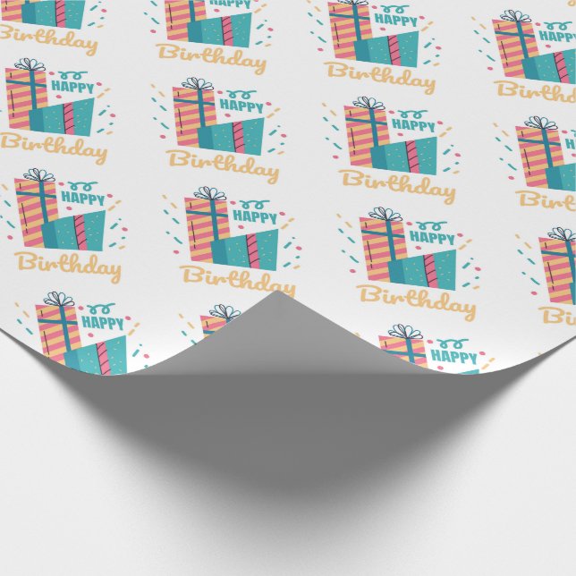 Cadeau Joyeux papier d'enveloppement d'anniversaire (Coin)