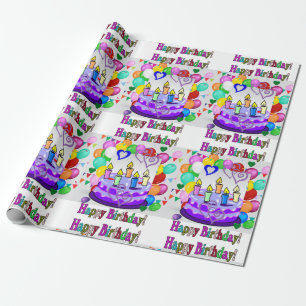 Cadeau Joyeux papier d'enveloppement d'anniversaire