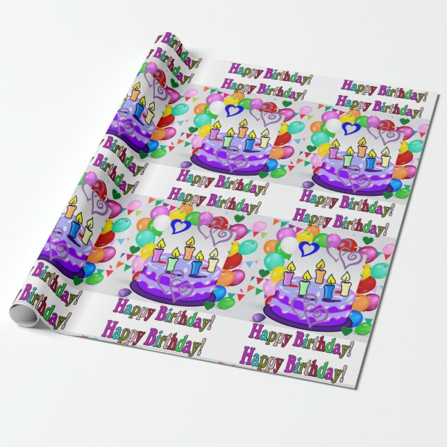 Cadeau Joyeux papier d'enveloppement d'anniversaire (Déroulé)