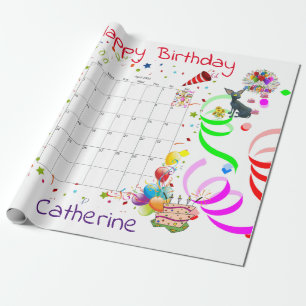 Cadeau Joyeux papier d'enveloppement d'anniversaire avril