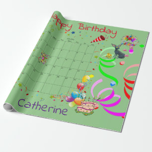 Cadeau Joyeux papier d'enveloppement d'anniversaire juill