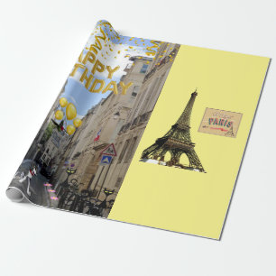 Cadeau Joyeux papier d'enveloppement d'anniversaire Paris