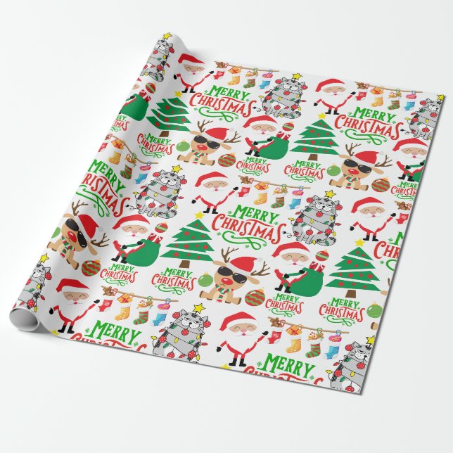 Cadeau Joyeux papier d'enveloppement de fête de Noël (Déroulé)