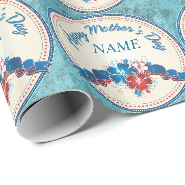 Cadeau Joyeux papier d'enveloppement de la fête des mères (Coin rond)