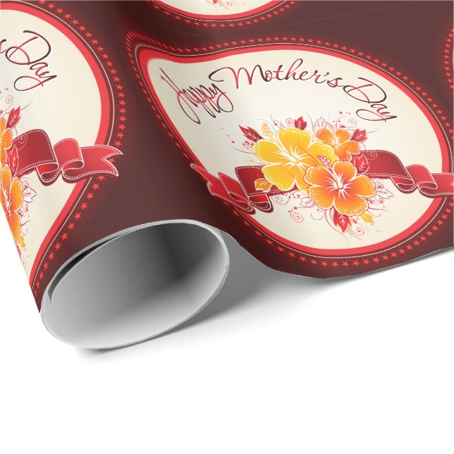 Cadeau Joyeux papier d'enveloppement de la fête des mères (Coin rond)