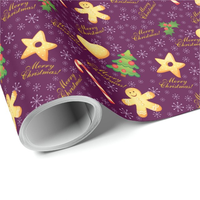 Cadeau Joyeux papier d'enveloppement de Noël (Coin rond)