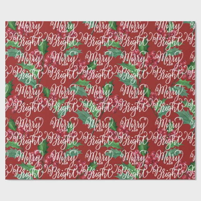 Cadeau Joyeux papier d'enveloppement de Noël rouge/vert b (Plat)