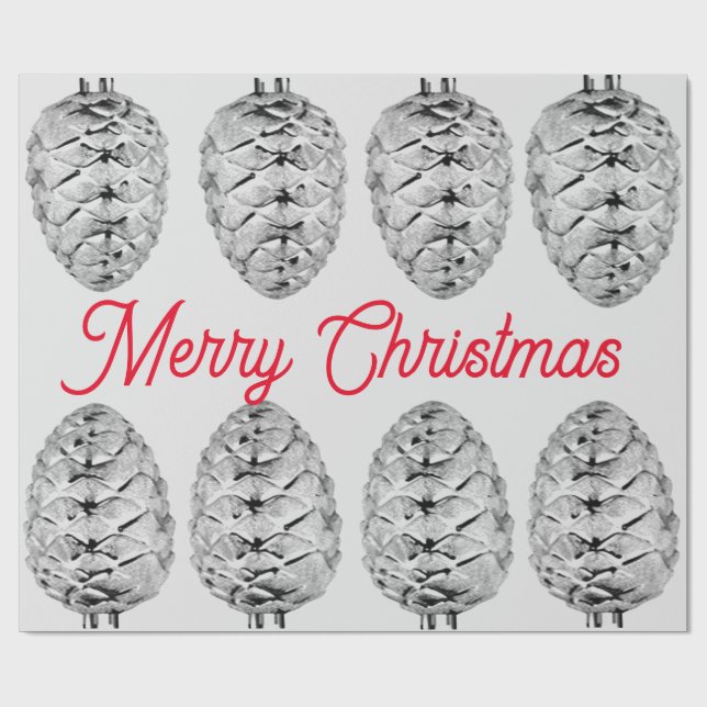 Cadeau Joyeux papier d'enveloppement de pinecone de Noël (Plat)