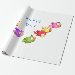 Cadeau Joyeux papier d'enveloppement d'oiseaux volants - 