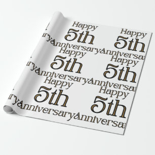 Cadeau Joyeux papier d'enveloppement du 5e anniversaire