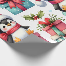 Joyeux Pingouins Présents Enveloppement Papier