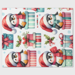 Cadeau Joyeux Pingouins Présents Enveloppement Papier