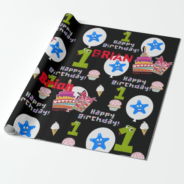 Cadeau Joyeux Premier Anniversaire Ballons Papier Envelop (Déroulé)