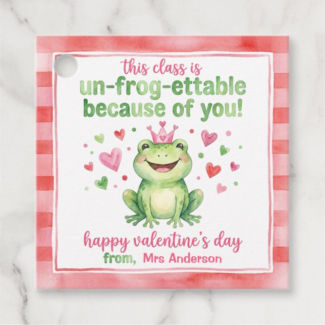 Cadeau Joyeux Saint-Valentin Grenouille Étiquettes de Fav (Devant)