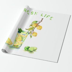 Cadeau Jus de citron frais Boire Papier d'enveloppement d