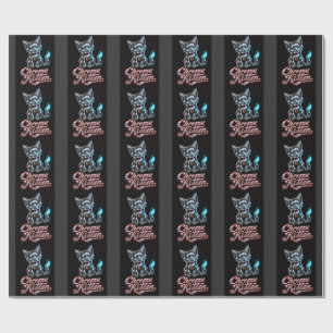 Cadeau Kitty Chrome Papier d'Emballage Noir