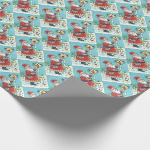 CADEAU KRIS KRINGLE & CARDINAL BIRDHOUSE WRAPPER PAPIER