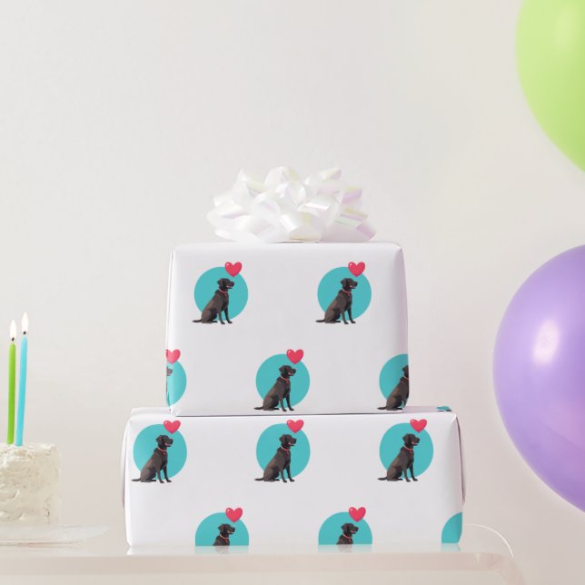 Cadeau Labrador noir avec papier d'enveloppement de ballo (Cadeaux de fête)