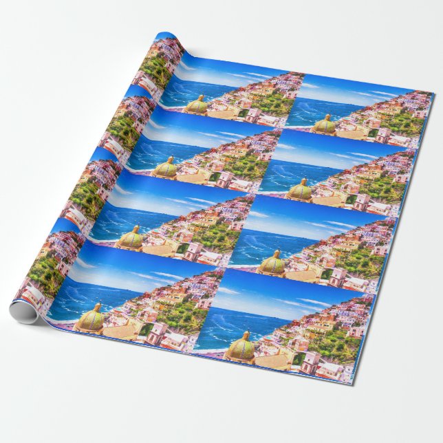 Cadeau L'Amour De Positano Italie Papier Enveloppant (Déroulé)