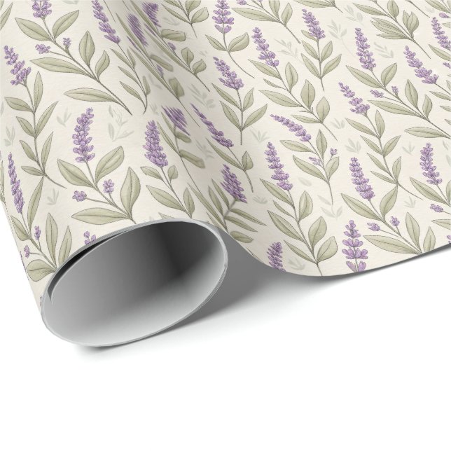 Cadeau Lavande Chic Imprimer Papier Enveloppé Rouleau (Coin rond)