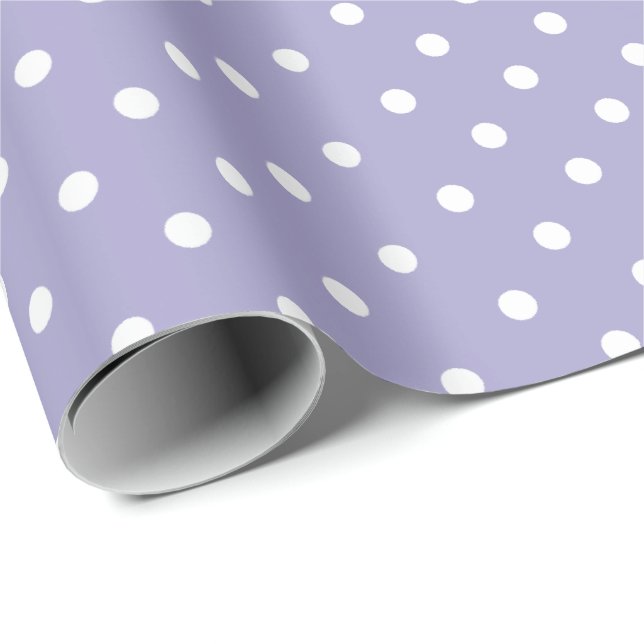 Cadeau Lavande | Papier blanc à enveloppement à points Po (Coin rond)