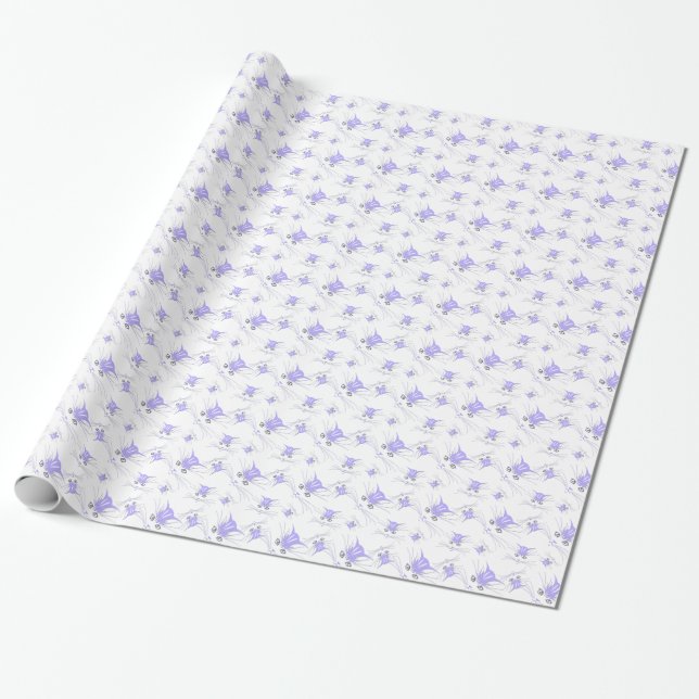 Cadeau Lavender Kitty Chat Façades Papier d'enveloppement (Déroulé)