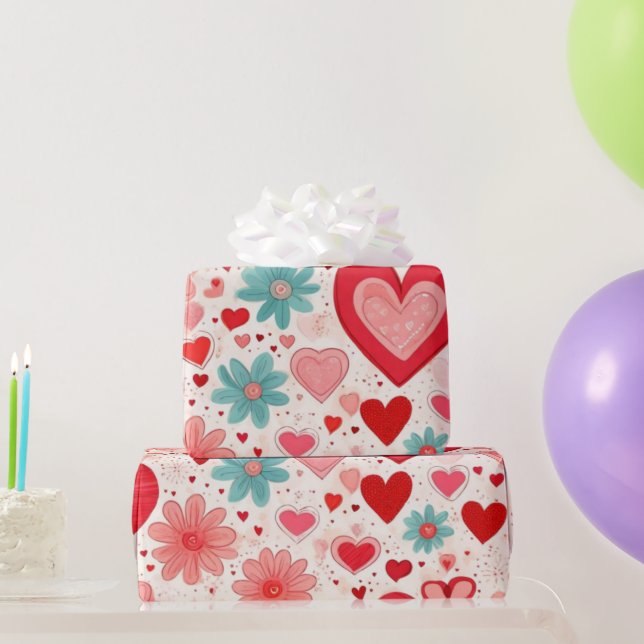 Cadeau Le coeur de la Saint Valentin Envelopper le papier (Cadeaux de fête)