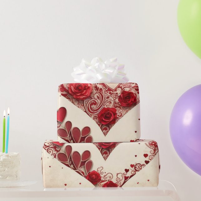 Cadeau Le coeur de la Saint Valentin Envelopper le papier (Cadeaux de fête)