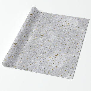Cadeau Le papier argenté abstrait avec de l'or se tient