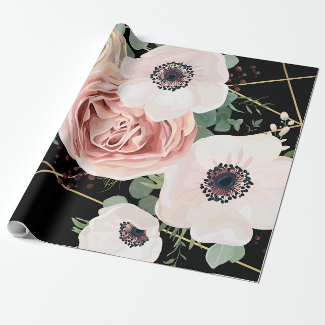 Cadeau le papier d'emballage 60lb roulent le noir (Déroulé)