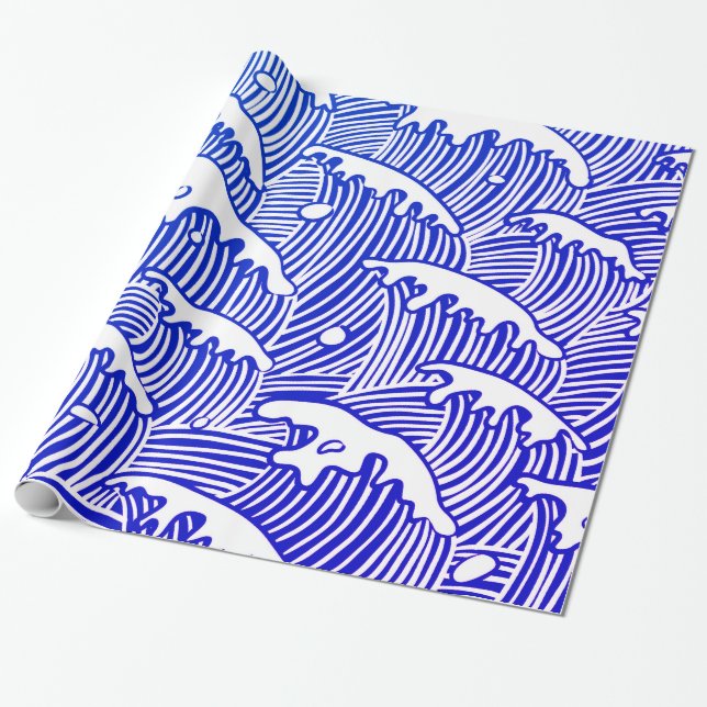 Cadeau Le papier d'emballage brillant, 30" x 6' JAPONAIS (Déroulé)