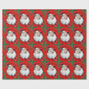Cadeau Le papier d'emballage vintage du père noël verdi