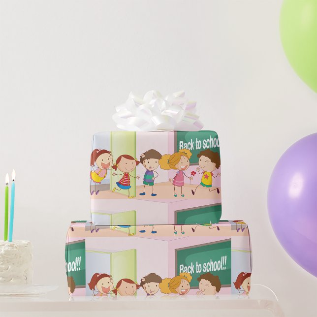 Cadeau Les Enfants À L'École Papier D'Emballage (Créateur téléchargé)