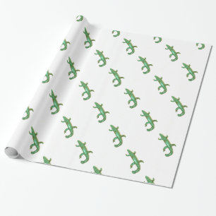 Cadeau lézards verts sur papier blanc