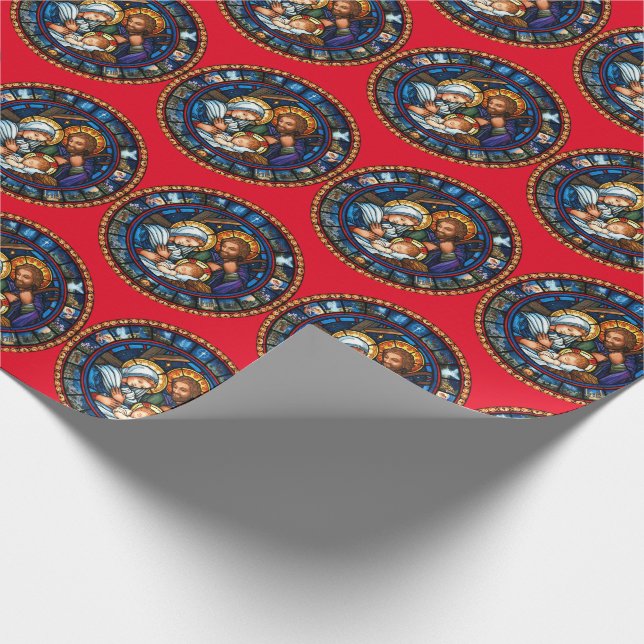 Cadeau L'histoire de Noël - Papier à enveloppement rouge (Coin)