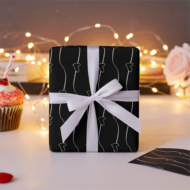 Cadeau Liens de coeur chic sur papier Mariage noir (Créateur téléchargé)